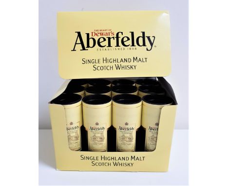 TWELVE ABERFELDY 12 YEAR OLD SINGLE HIGHLAND MALT SCOTCH WHISKY MINIATURESall 5cl and 40% abv. In individual tubes and in bra