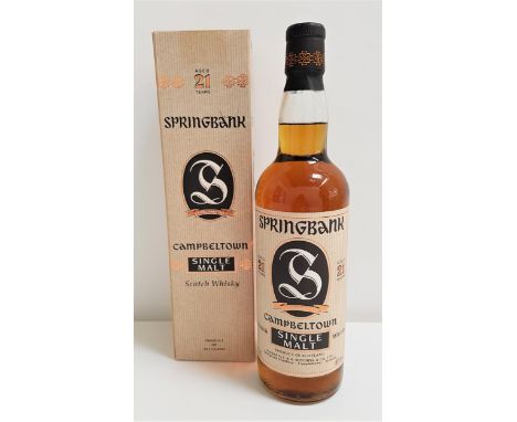 SPRINGBANK 21 YEAR OLD SINGLE MALT SCOTCH WHISKYOlder style bottling distilled by J. & A. Mitchell & Co., Ltd. Springbank Dis