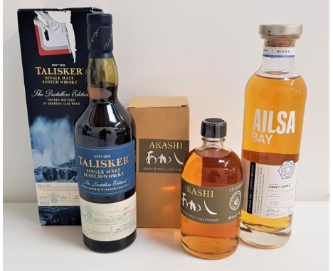 THREE BOTTLES OF SINGLE MALT WHISKYcomprising one bottle of Ailsa Bay Single Malt Scotch Whisky - Release 1.2 Sweet Smoke, 70