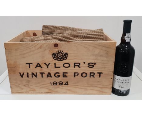 TAYLORS 1994 VINTAGE PORTtwelve bottles, bottled in1996, in wooden crate 