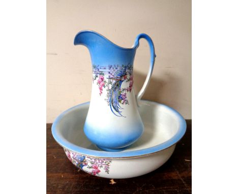 A Burslem pottery wash jug and basin.