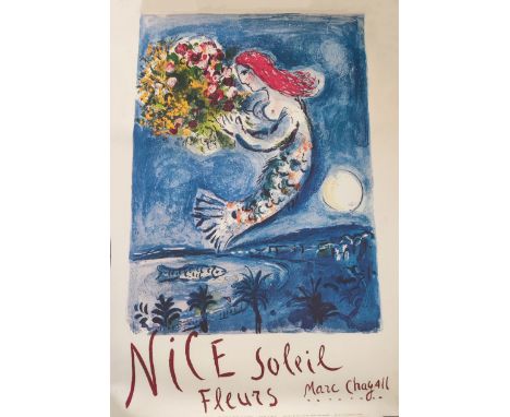 Marc Chagall (1887-1985) Nice Soleil Fleurs, lithograph in colours, 1962 (unknown print date). 39x26 inches approximately. 