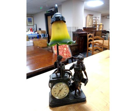 An Art Nouveau style lamp/clock.