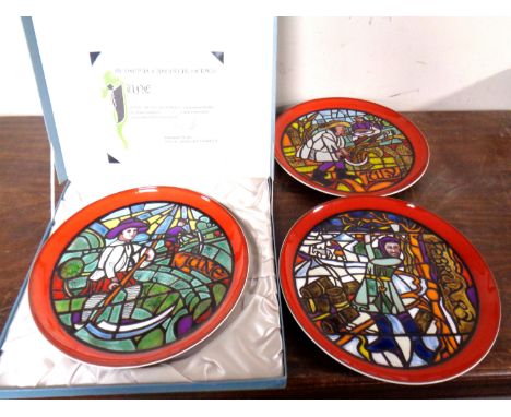 Three Poole pottery medieval calendar plates. (one boxed)