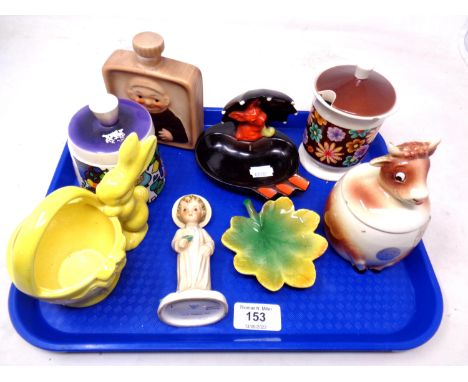 A tray containing Goebel china preserve pots, ash tray etc.