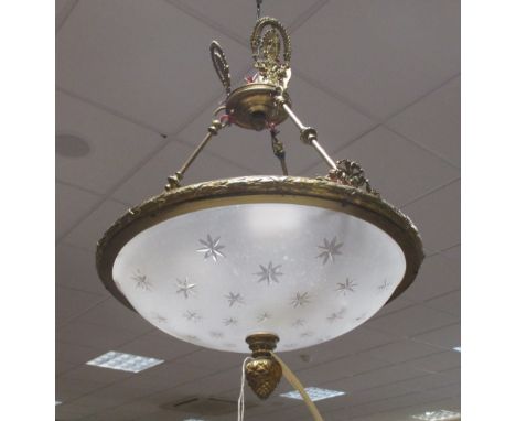 A cut glass and gilt metal ceiling light  