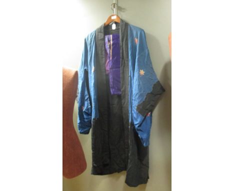 A Japanese kimono together with two silk cushion covers (3)  