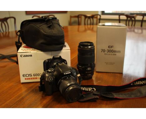 Canon EOS 600D digital SLR camera with Canon EF-S 18-55mm IS II Lens and Canon EF 70-300mm F4-5.6 IS USM lens, complete with 
