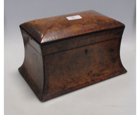 A 19th century burr walnut and satinwood banded tea caddy  