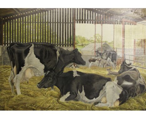 English School (20th century), 'Hargrave House Farm, Whixall, April/May 1993',Signed lower right 'K Rimmer',Oil on canvas,34.
