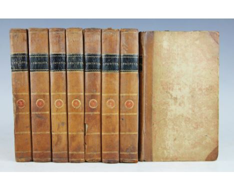 THE SPECTATOR, eight vols, engraved frontis to each and portrait cartouche to title, 3/4 calf with marbled boards, London, To