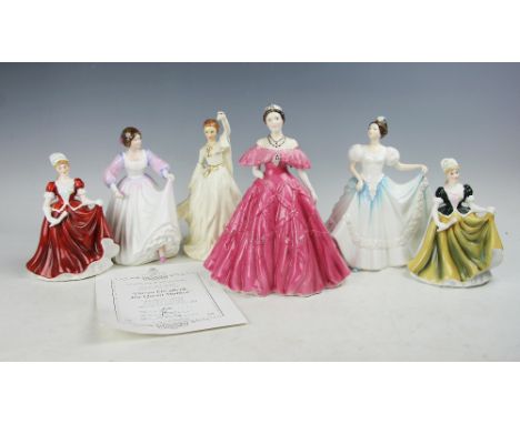 Three Royal Doulton figurines, to include; Au revoir HN3723, Lindsay HN3645 and Ashley HN3420, a Royal Worcester figure 'Trib