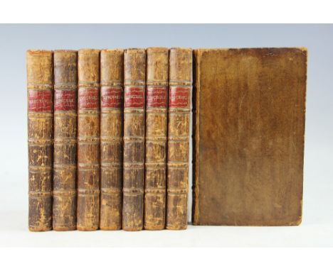 THE SPECTATOR, 8 vols, with engraved portrait frontis to each and decorative title pages, full tan calf, Glasgow, Duncan, 176
