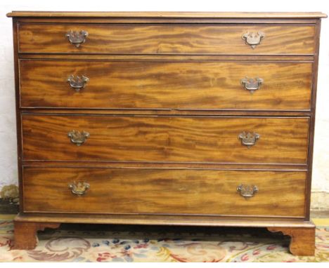 A George III mahogany chest, of four graduated long drawers, on bracket feet, 96cm H x 120cm W x 54cm D
