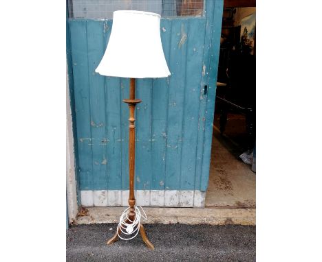 wooden standard lamp and shade 