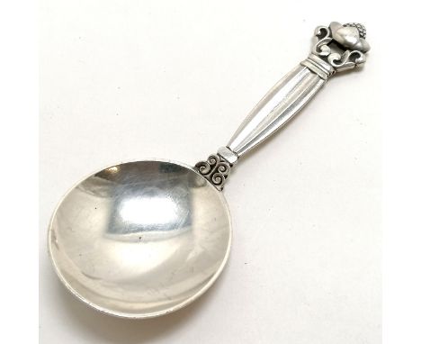 Georg Jensen silver acorn pattern caddy spoon - 25.6g &amp; 10cm long. In good used condition 