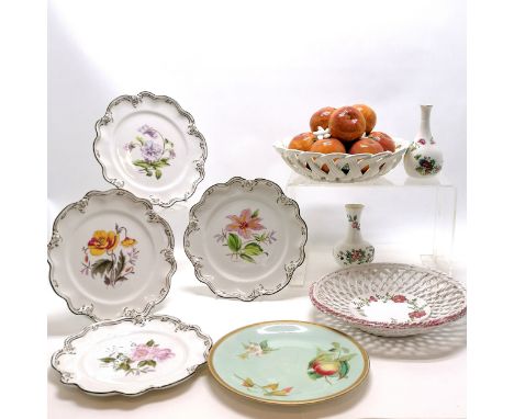 4 Coalport plates with flower decoration T/W other ceramics inc continental ceramic oranges bowl (26cm diameter) etc 
