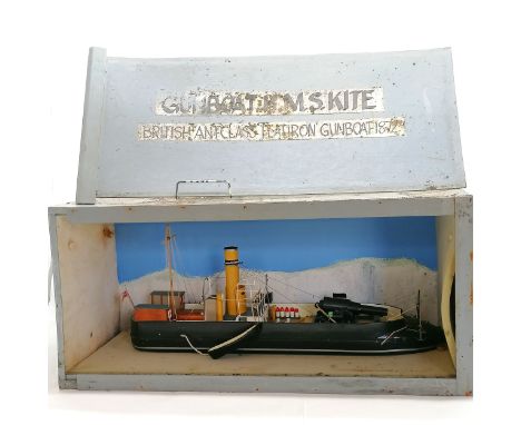 Scratch built model of the gunboat HMS Kite - British Ant-class Flatiron gunboat 1872 in carry case ~ 71cm x 31cm x 33cm 