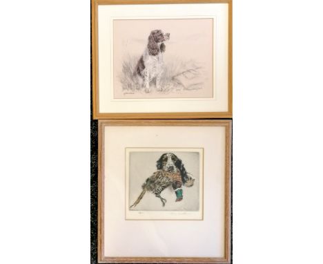 2 x framed spaniel prints - i) Gill Evans #329/800 ii) Henry Wilkinson #49/75 (32cm x 35cm) 