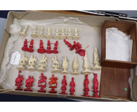 A 19th century Canton/Macau ivory chess set