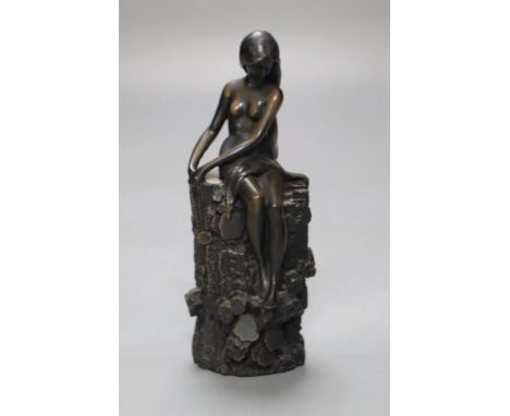 Giovanni Schoeman. A resin model of a seated nude female, dated '76, height 14cm