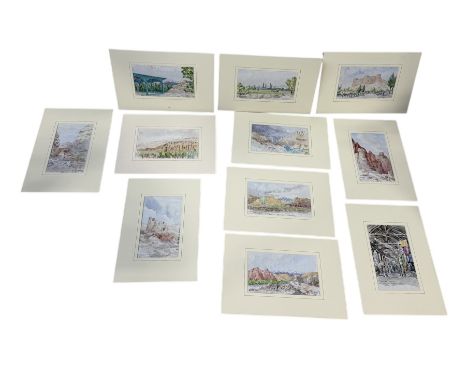 JOHN CODRINGTON (BRITISH 1898-1991): A GROUP OF ELEVEN WATERCOLOUR PAINTINGS ON PAPER DEPICTING VIEWS OF AFGHANISTAN IN KABUL