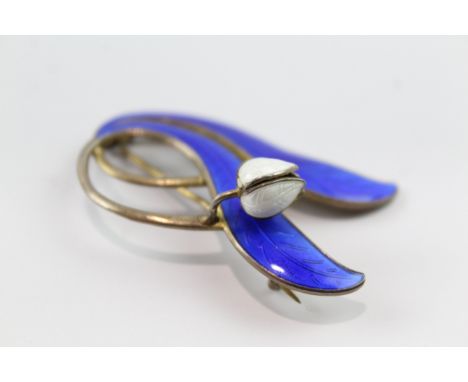 AKSEL HOLMSEN STERLING SILVER ENAMEL FLORAL BROOCHWeight: 11gms.