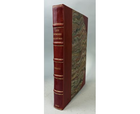 CHARLES PERRAULT: LES HOMMES ILLUSTRES, 1696, RED LEATHER BOUNDThe book, seemingly complete, with engraved plates.44cm x 30cm