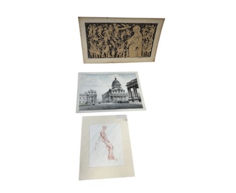 RANDOLPH SCHWABE: A SIGNED LITHOGRAPH, ALONG WITH A SECESSIONIST PRINT AND A CHALK NUDE DRAWINGLargest 83cm x 50cm