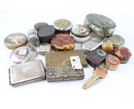 TRINKET PILL BOXES INCLUDING NOVELTY WOODEN APPLE AND REPOUSSE