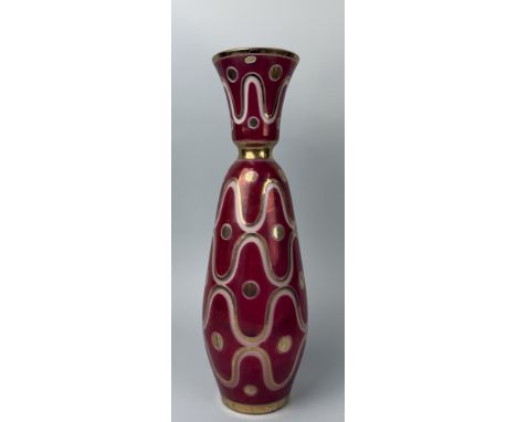 A BOHEMIAN RUBY AND GILT GLASS DECANTER42cm H