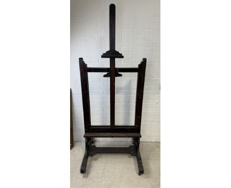 A LARGE ANTIQUE DOUBLE-SIDED EASEL 208 x 82 x 70 cm