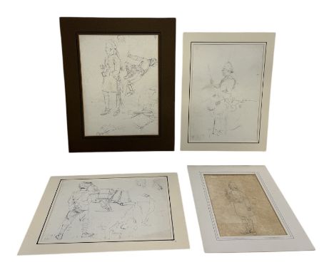 ALFRED CROWDY LOVETT C.B.E BRITISH 1862-1919): A GROUP OF FOUR PENCIL DRAWINGS DEPICTING INDIAN SOLDIER PERSONNELMonogrammed 