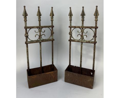 A PAIR OF WROUGHT IRON STICK STANDS61cms x 23cms x 11cms