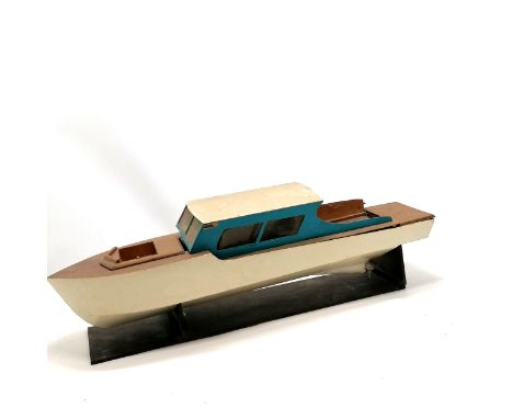 Scratch built model of a boat with a Frog revmaster electric motor (motor has original purchase box &amp; instructions) on a 