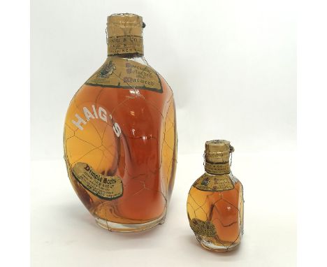 Haig's vintage bottle of old blended scotch whisky 21cm high t/w vintage miniature - both bottles unopened