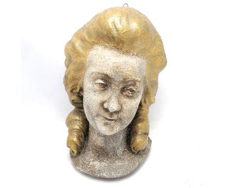 Vintage plaster wall hanging in the form of a ladies head - 38cm drop 
