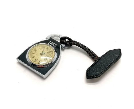 Art Deco 1930's brooch watch with black detail to case - 9cm drop &amp; runs - WE CANNOT GUARANTEE THE TIMEKEEPING OR RUNNING
