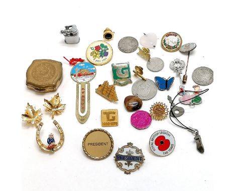 Miniature lighter (2cm high) t/w badges, heart pendant etc - SOLD ON BEHALF OF THE NEW BREAST CANCER UNIT APPEAL YEOVIL HOSPI