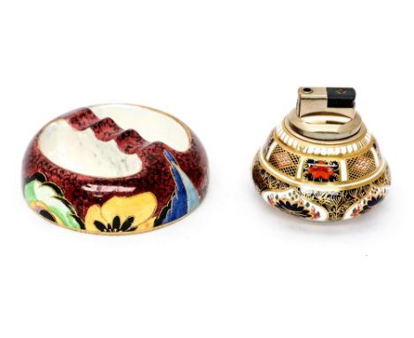 A Carltonware Art Deco ashtray and a Royal Crown Derby Imari lighter (2) 