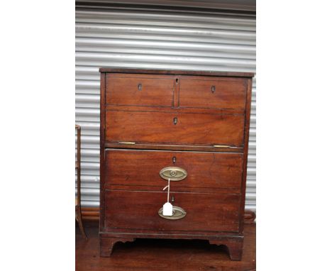 George III mahogany commode, in the form of a chest, 78cm high, 61cm wide, 47cm deep