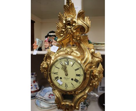 Swedish carved wood clock