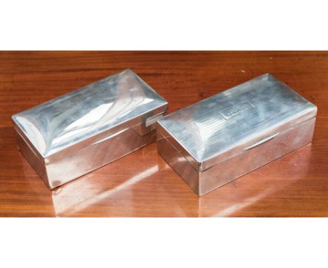 A George V silver cigarette box, the top engine turned, and engraved with initials and dated November 6th 1924, Chester 1924,