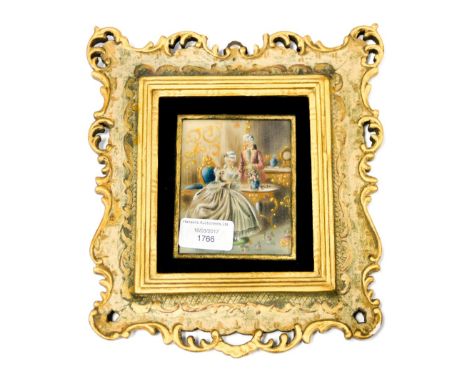 A circa 1950s Italian portrait miniature in gilt frame 