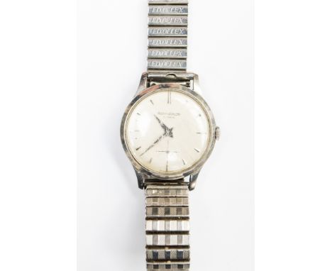 A vintage Jaeger-LeCoultre automatic stainless steel Gents wristwatch, oyster dial with silvered Roman numerals, (replacement