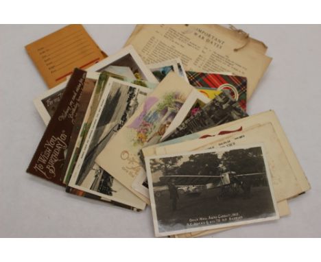 A daily mail circuit, 1912 BC Hucks and his HP (70) Bleriot- photographic postcard, a woven silk card of R.M.S Caronia togeth