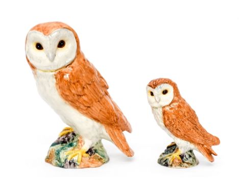 A Beswick figure of an 'Owl' No 1046 and a small 'Owl' painted in a light brown colourway (2)