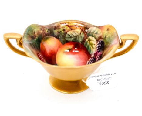 A two-handled Royal Worcester bowl signed 'Townsend'