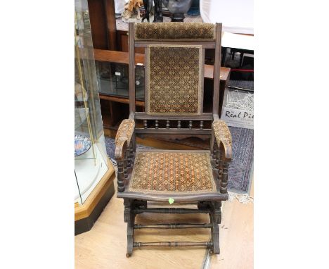 American Rocker 40s oak chair, Clubs fire screen and Grandmother clock 