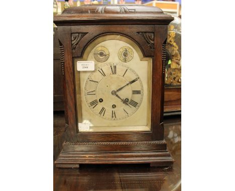 An early 20th Century German mantle clock, oak cased, Jugendstil style carving 
